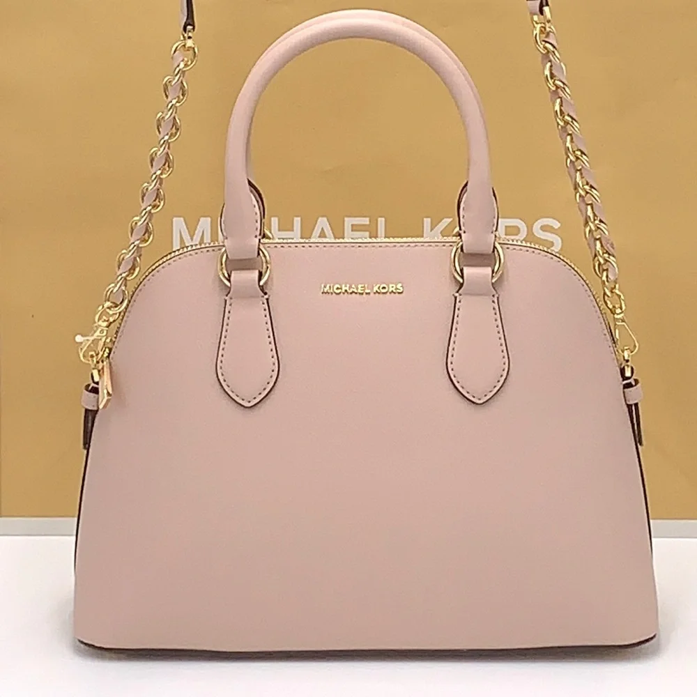 MICHAEL KORS VERONICA MEDIUM DOME Saffiano Leather SATCHEL SOFT PINK COL…